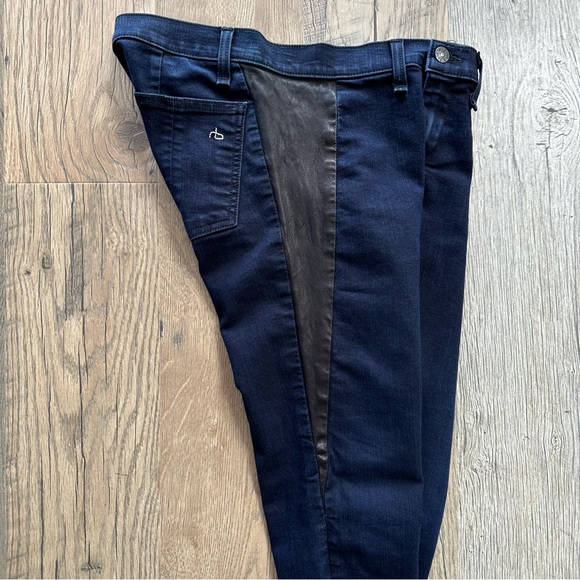 Rag & Bone Navy Leather Side Denim Jeans 28 - Picture 7 of 12